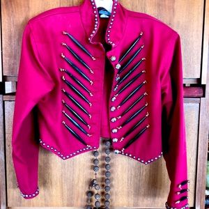 Silver Mesa plum canvas cotton Double D Ranch style bone beaded studded Jacket